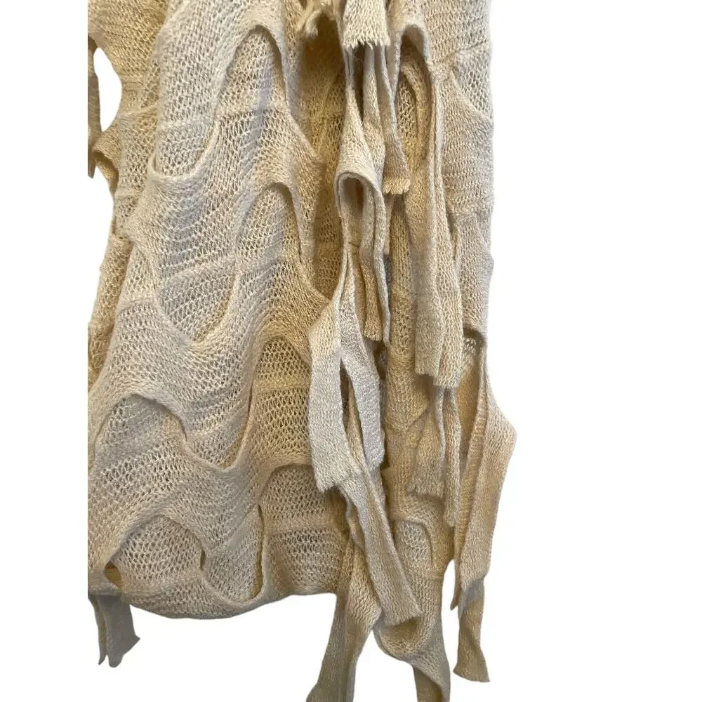 Shihreen Fringe Braided Infinity Knit Scarf Cream Boho Y2K Cyberpunk‎ Funky Arty